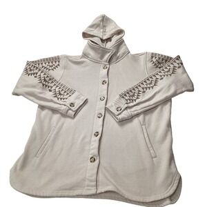 BKE Mens Cream Southwestern Geometric Embroidered Button Up Hooded Jacket